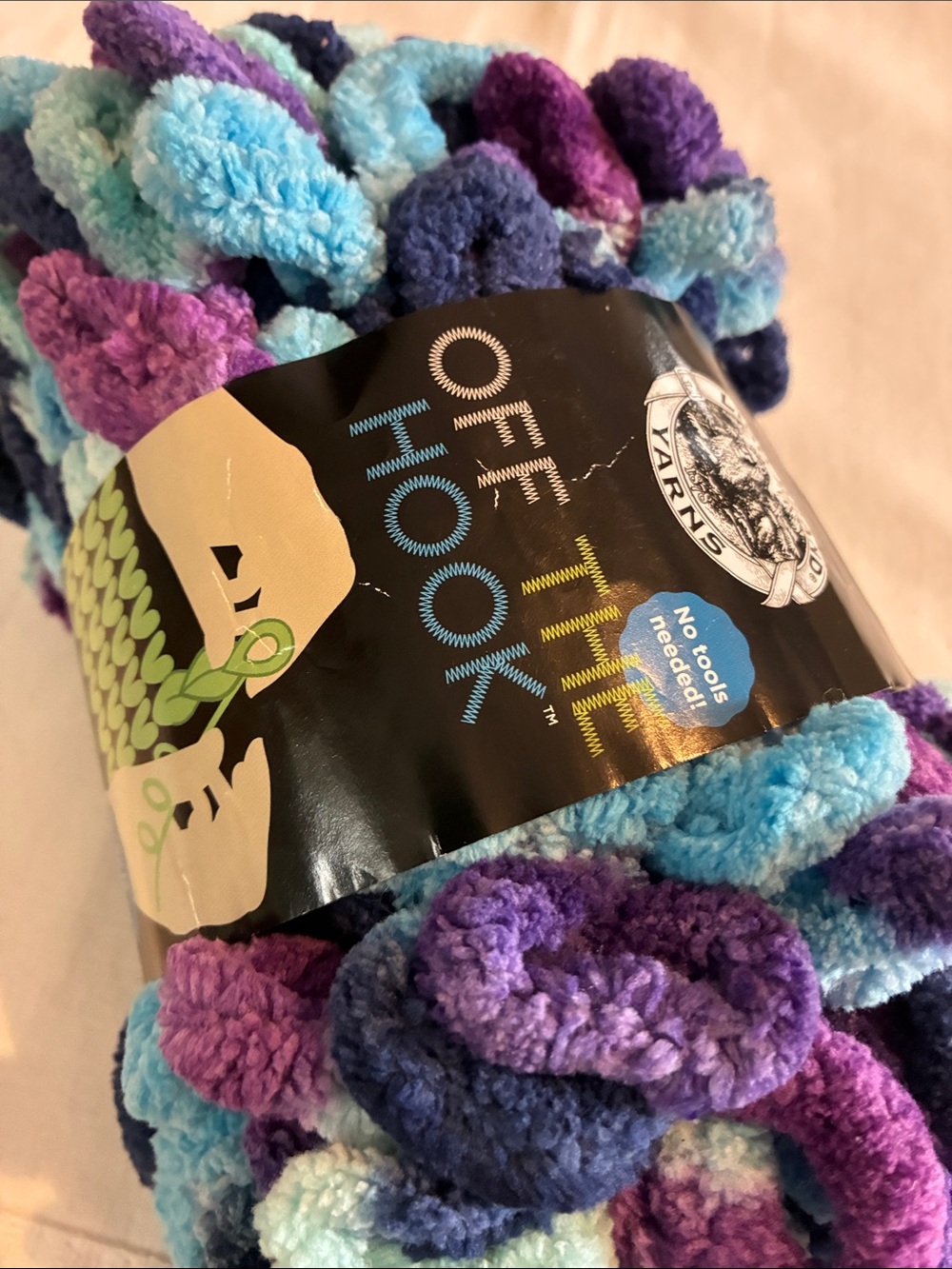 Off The Hook Plush Loop Yarn in Blue, Purple & Teal